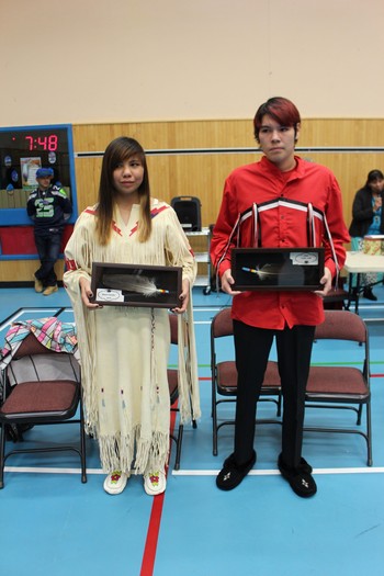 Left to right: Calling Lake School graduates Shania Gambler and Skyler Gagnon